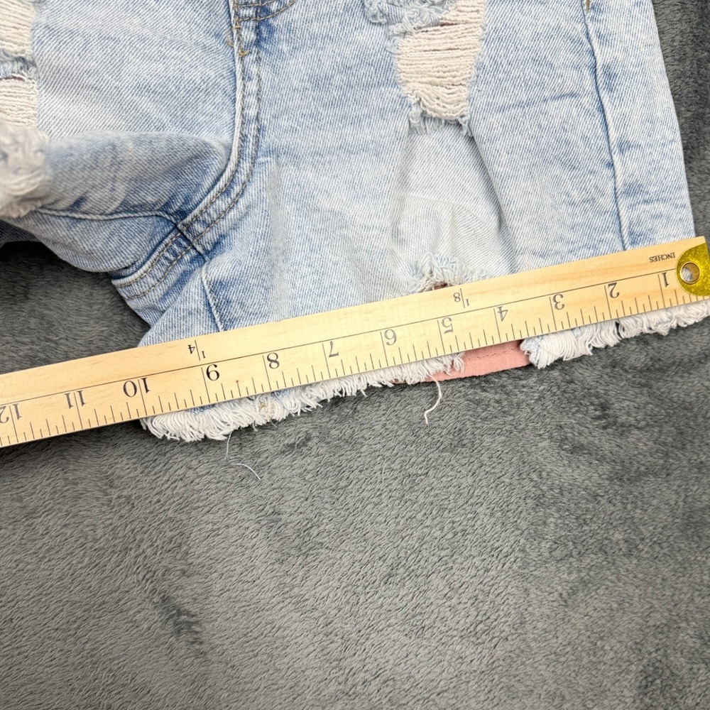 Kendall + Kylie The Icon Short Distressed‎ Denim Frayed Hem Light Wash Women's - Picture 5 of 12